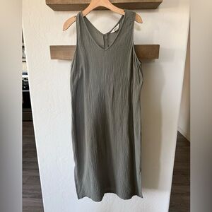 Briggs|Women’s Sleeveless Olive Textured Midi/maxi Dress•Gauzy Beachy in Large